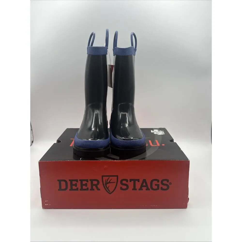 Deer Stags Cloudburst Kids Rain Boots Waterproof Little Boys‎ Size 9 Black/Blue